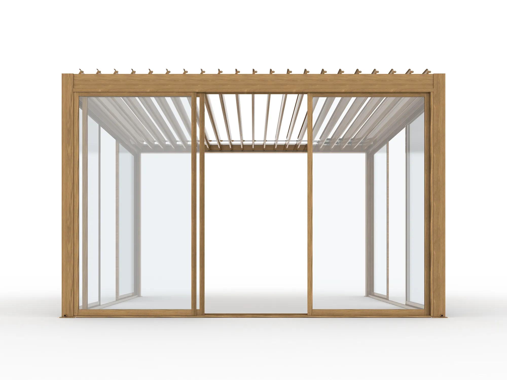 Pergola tarasowa Luxe 4 x 4 m drewno z LED i elektrycznym dachem - zdjęcie 6