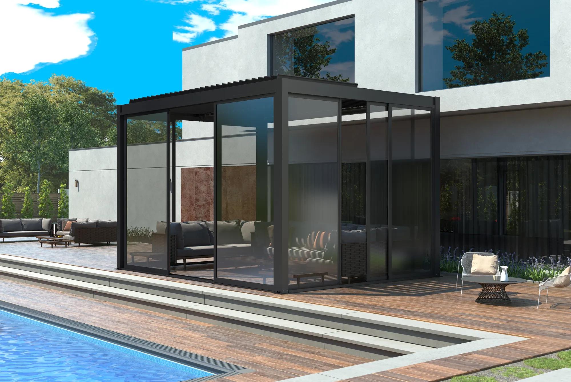 Drzwi przesuwne szklane 4M do pergoli Luxe antracytowe - zdjęcie 21