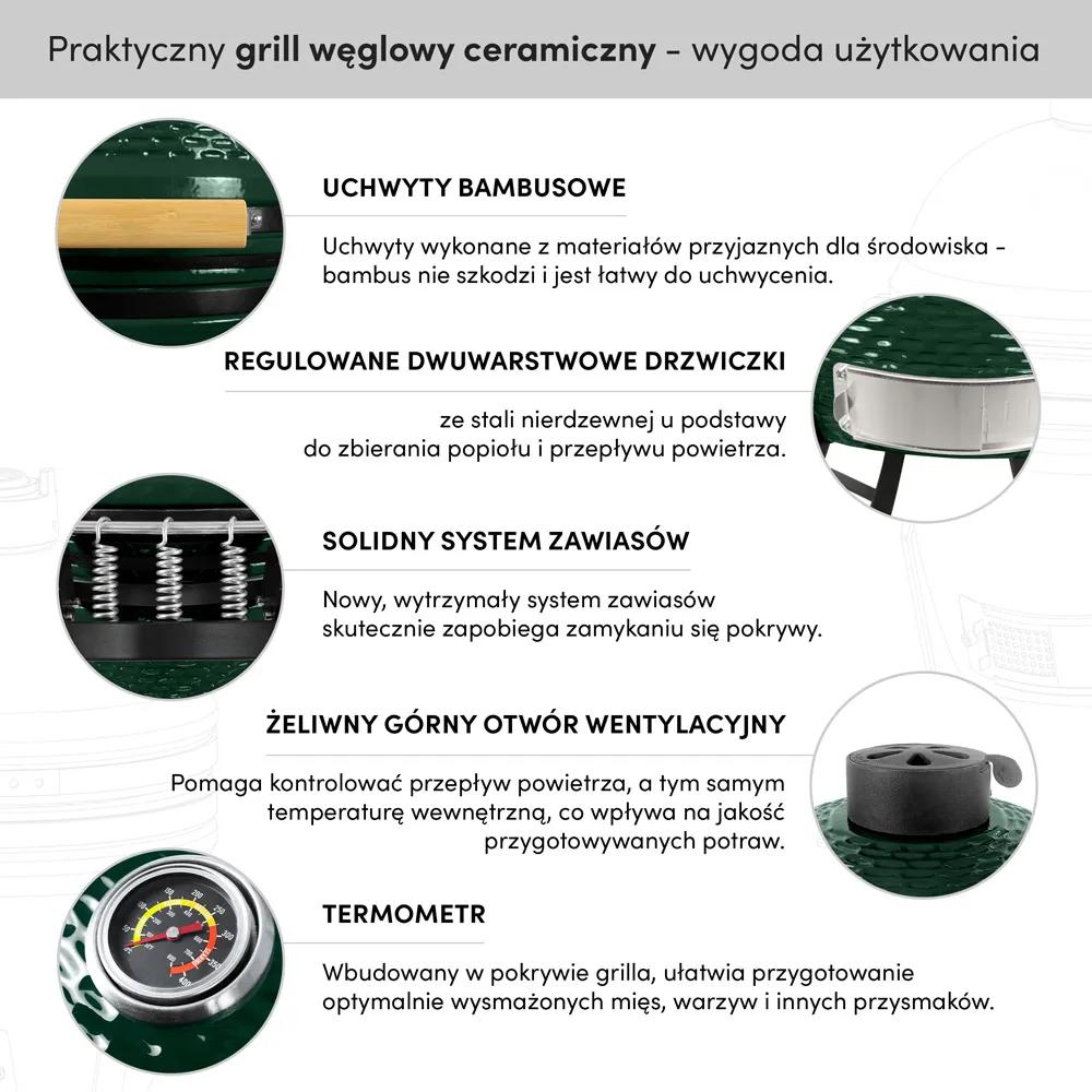 Grill węglowy ceramiczny 13” z pokrywą - zdjęcie 12