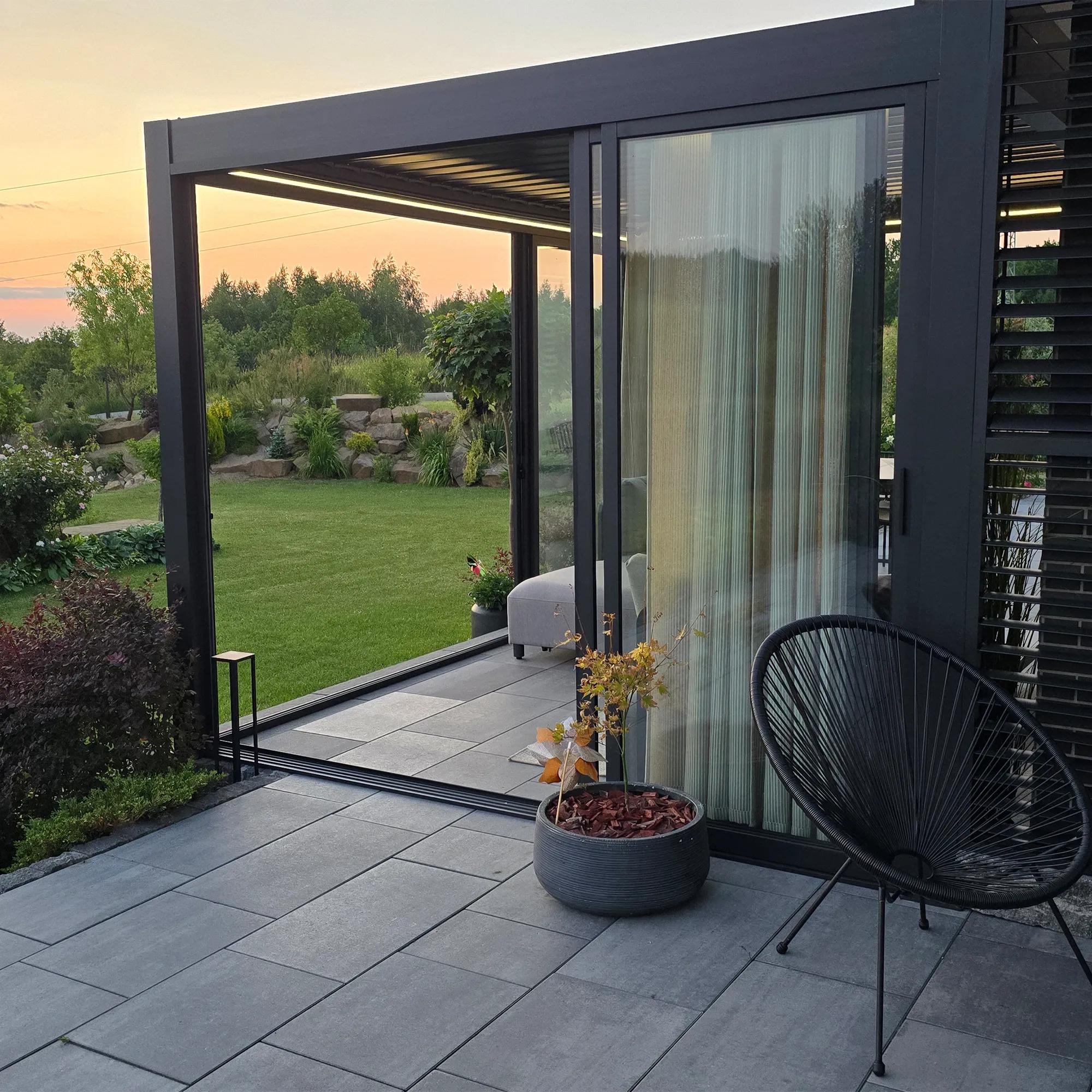 Pergola tarasowa Luxe 3 x 4 m antracytowa z LED i elektrycznym dachem - zdjęcie 6